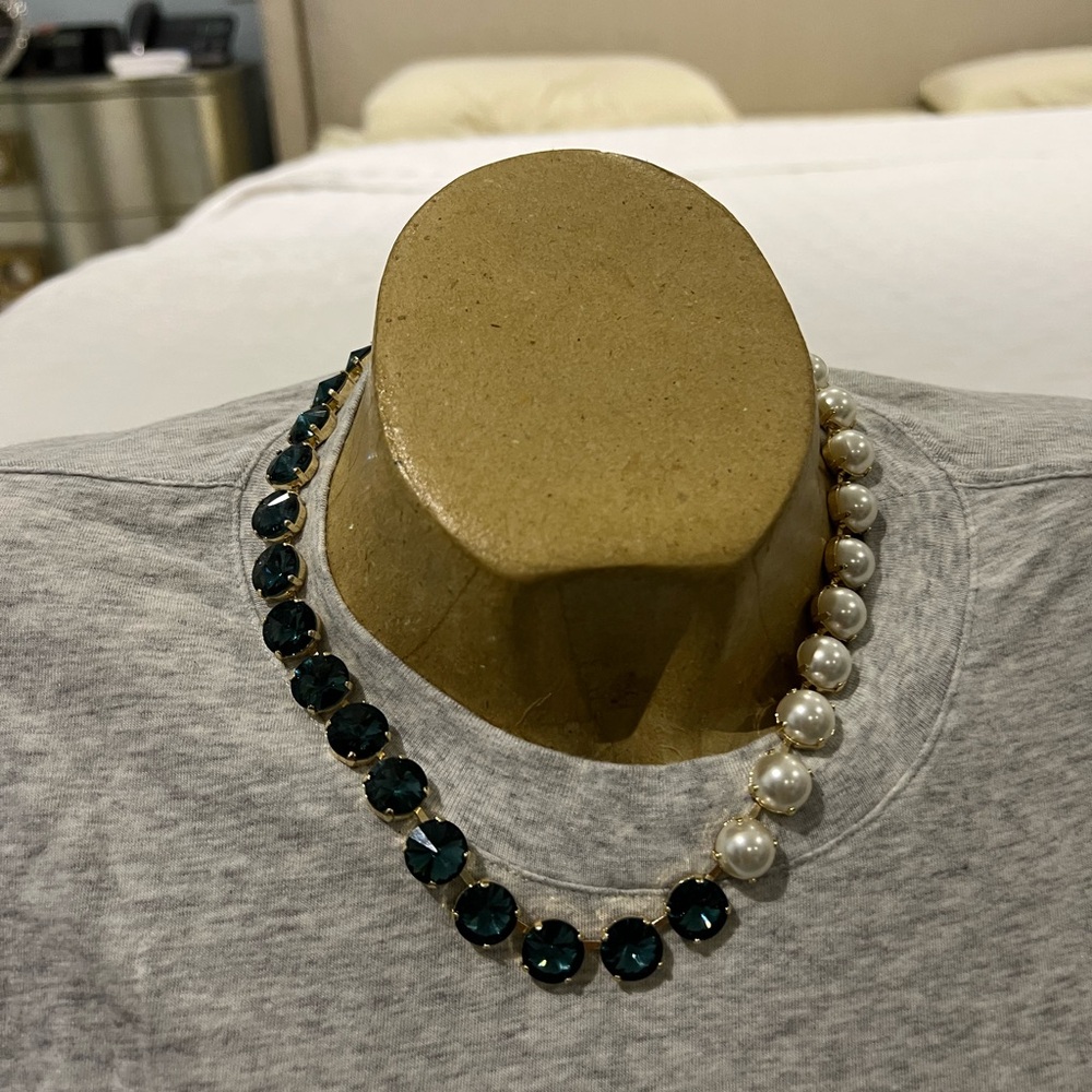 Rebekah Price Denim Blue and Pearl Rivoli necklace